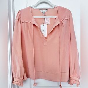 NWT Joie peach 100% silk long sleeve blouse XS
